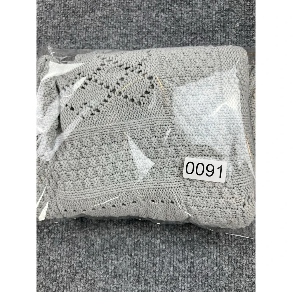 Elegant Baby Light Grey 100% Cotton Patchwork‎ Knit Pointelle Blanket
